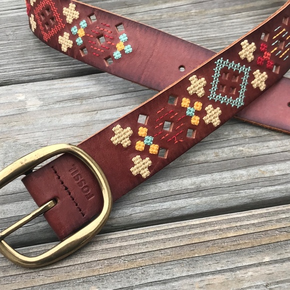 Fossil Women Belt Brown Genuine Leather Waistband - Picture 2 of 8